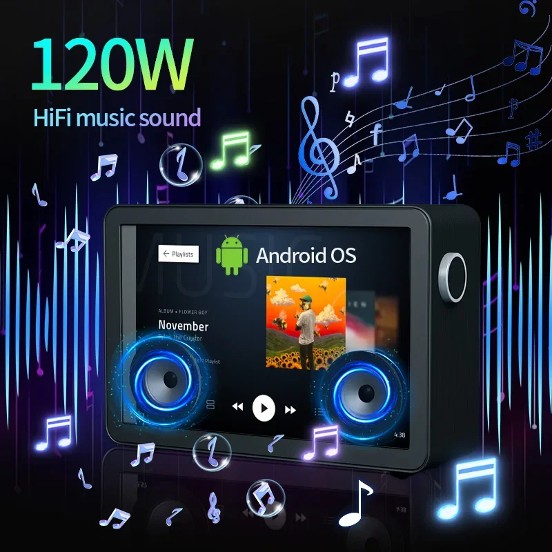 Audio Music To Lyrics - 最新のフローティングリリースリーニングミュージックプレーヤー、19.5インチAndroidスマートディスプレイ、リモコン付きスピーカー、ホームシアターシステム用
