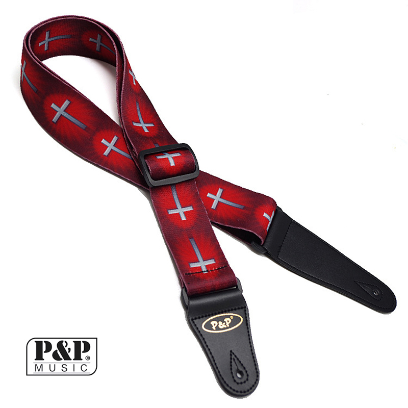 Guitar Strap Padded - ギターストラップクロスリストパターンサーマルプリントエレクトリックアコースティックフォークベース