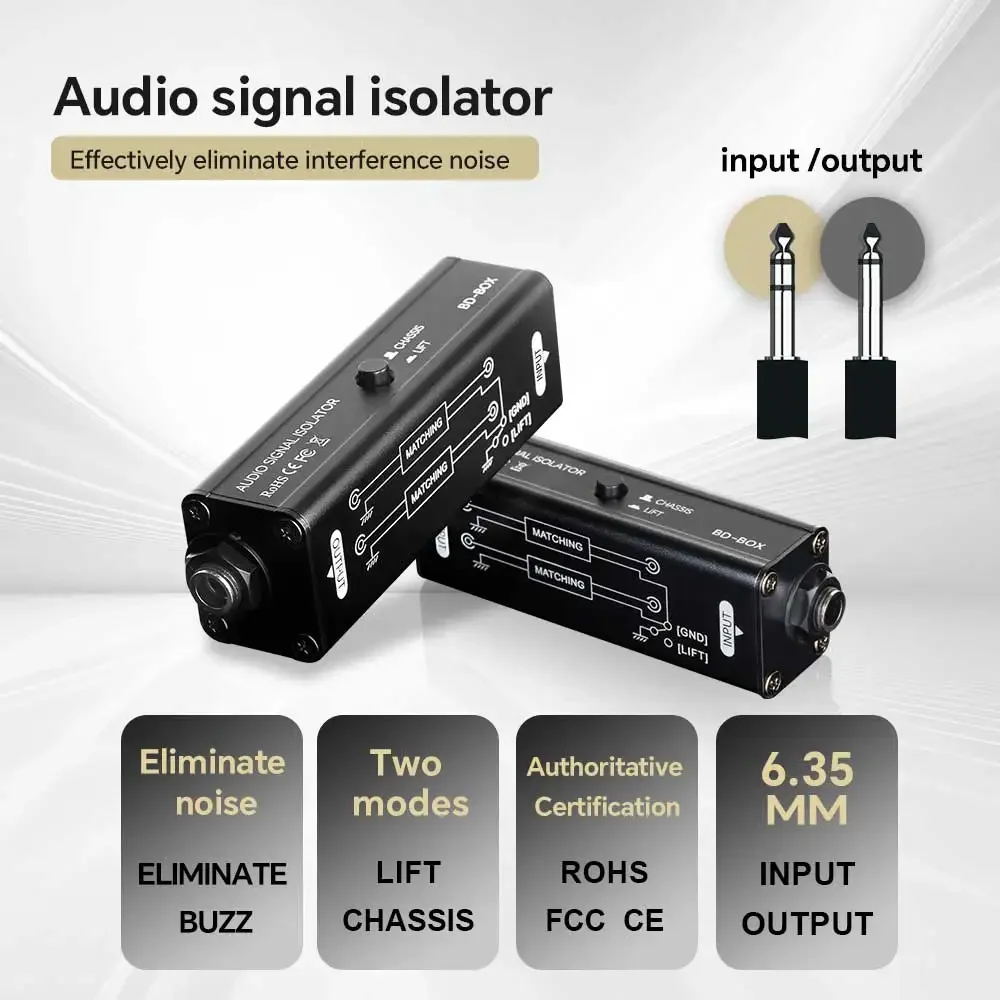 Audio Music Isolator - ポータブル 6.35 ミリメートル AUX グランドループアイソレータープロフェッショナルハムエリミネーターオーディオ信号アイソレーターノイズフィルターミュージカルアクセサリー