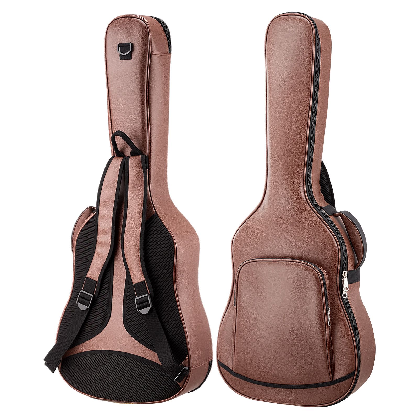 Guitar Strap Padded - アコースティックギターハードケース、47.1インチ、ハードシェル保護トラベルキャリングケース、アクセサリーコンパートメント付き、フォームパッド入り、ポータブルハンドル、ショルダーストラップ、41インチアコースティックギター用、ブラウン