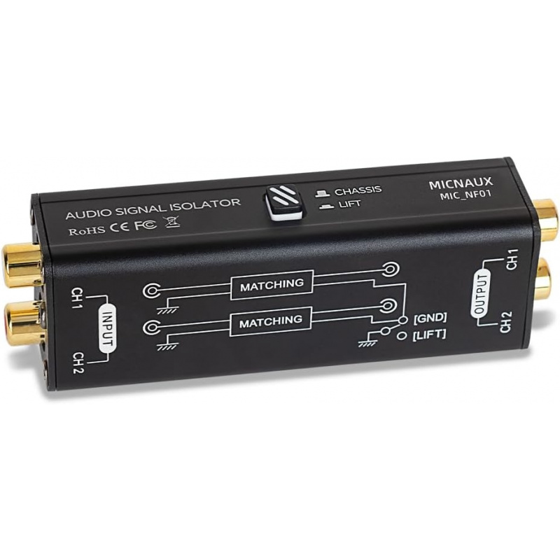 Audio Music Isolator - プロフェッショナルハムエリミネーターオーディオ信号アイソレーターノイズフィルターミュージカルポータブル2チャンネルRCAグランドループアイソレーターアクセサリー