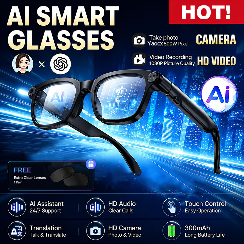 Audio Music To Video Ai Free - 新型AIスマートグラス 800W HDカメラ 1080Pビデオ録画 翻訳 HDオーディオ