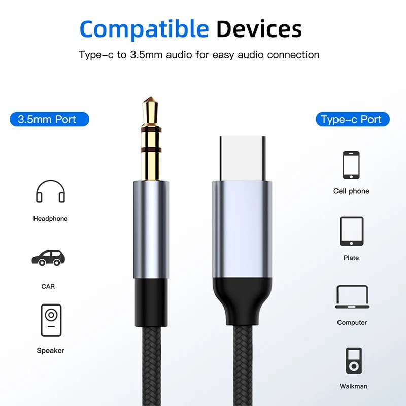 Audio Music Isolator - USB C - 3.5mm AUXオーディオアダプター タイプCヘッドホンジャックケーブル