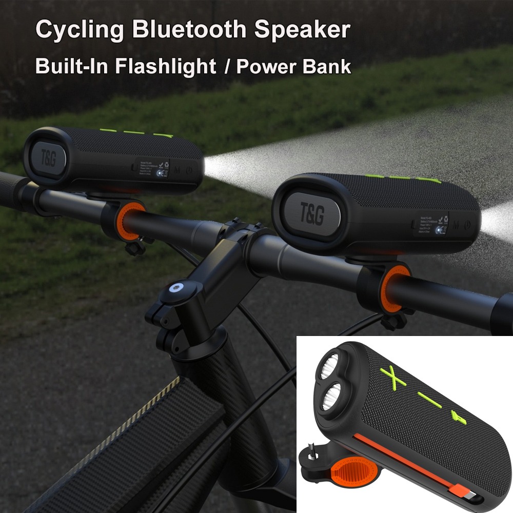 Audio Music Spotify - 多機能屋外サイクリングBluetoothスピーカー、IPX5防水バイクマウントオーディオ、内蔵懐中電灯4800mAhパワーバンク
