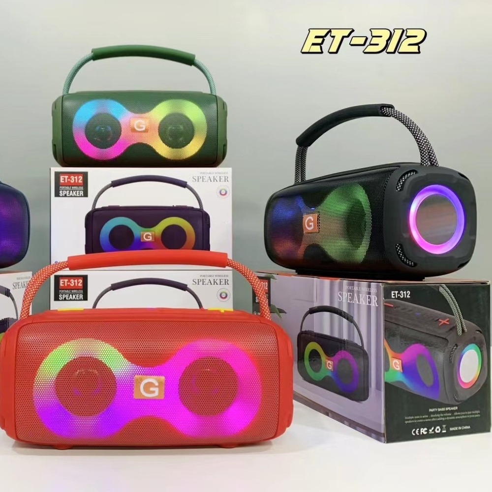 Audio Music Spotify - ET-312 Bluetoothスピーカー ポータブルハンドル付きサブウーファー RGBアンビエントライト搭載 大音量 ホームシアター＆アウトドアアクティビティに最適