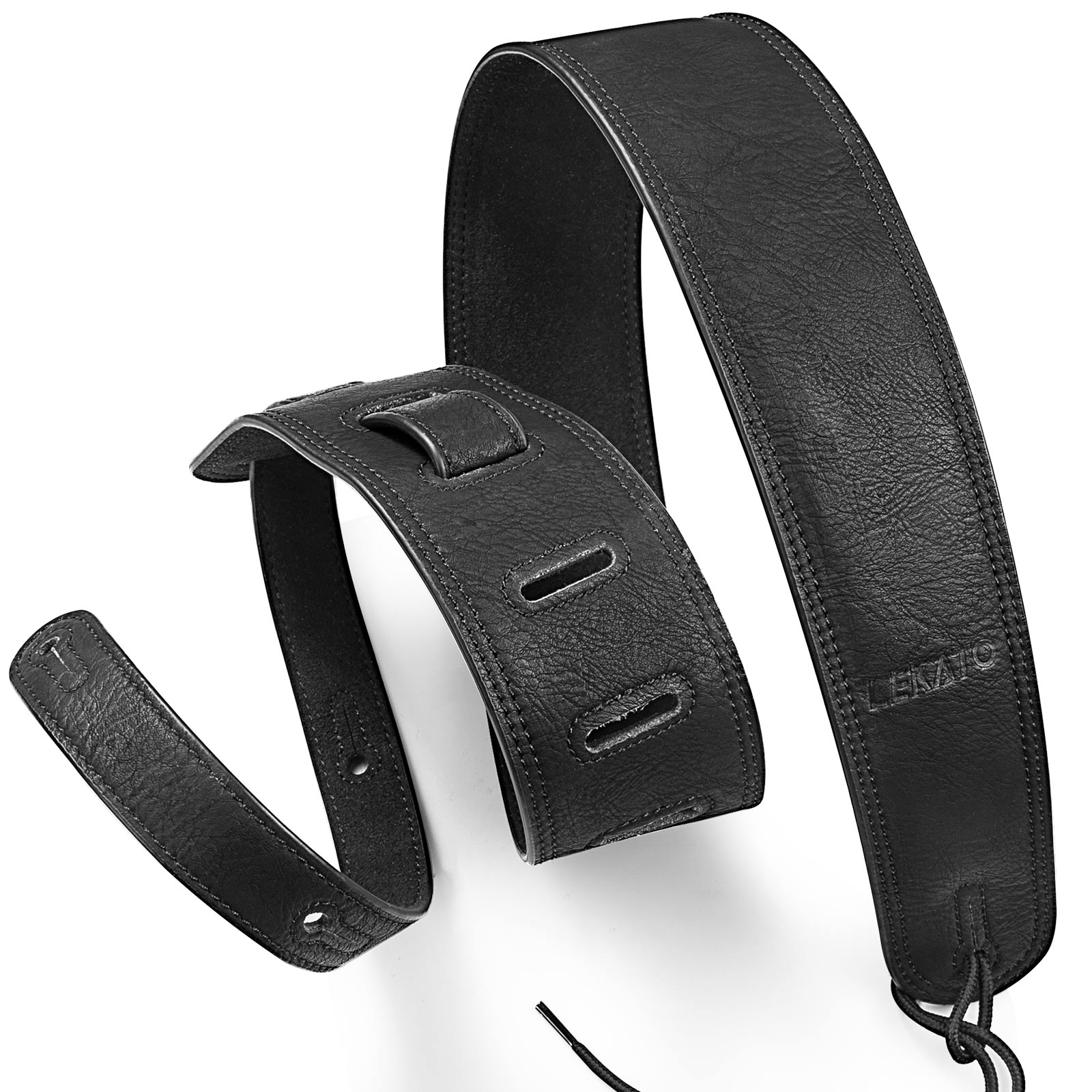 Guitar Strap Padded - Lekato ベースギターストラップ レザー 厚みのあるフォームパッド入り ベースエレキギター用 41