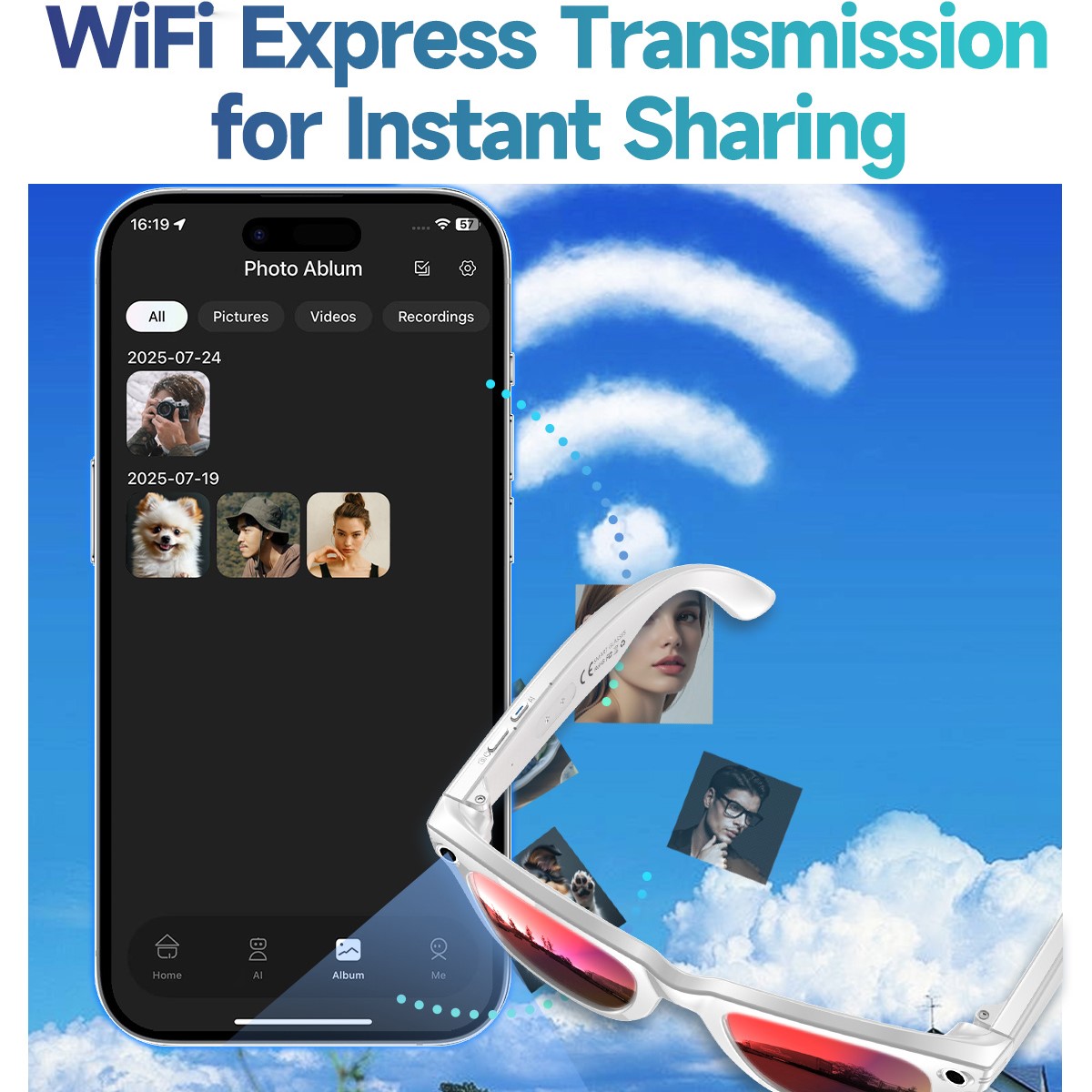 トレンドのスマートサングラス、8MP 4Kカメラ、Wi-Fi - Audio Music To Video Ai Free のレビューと価格