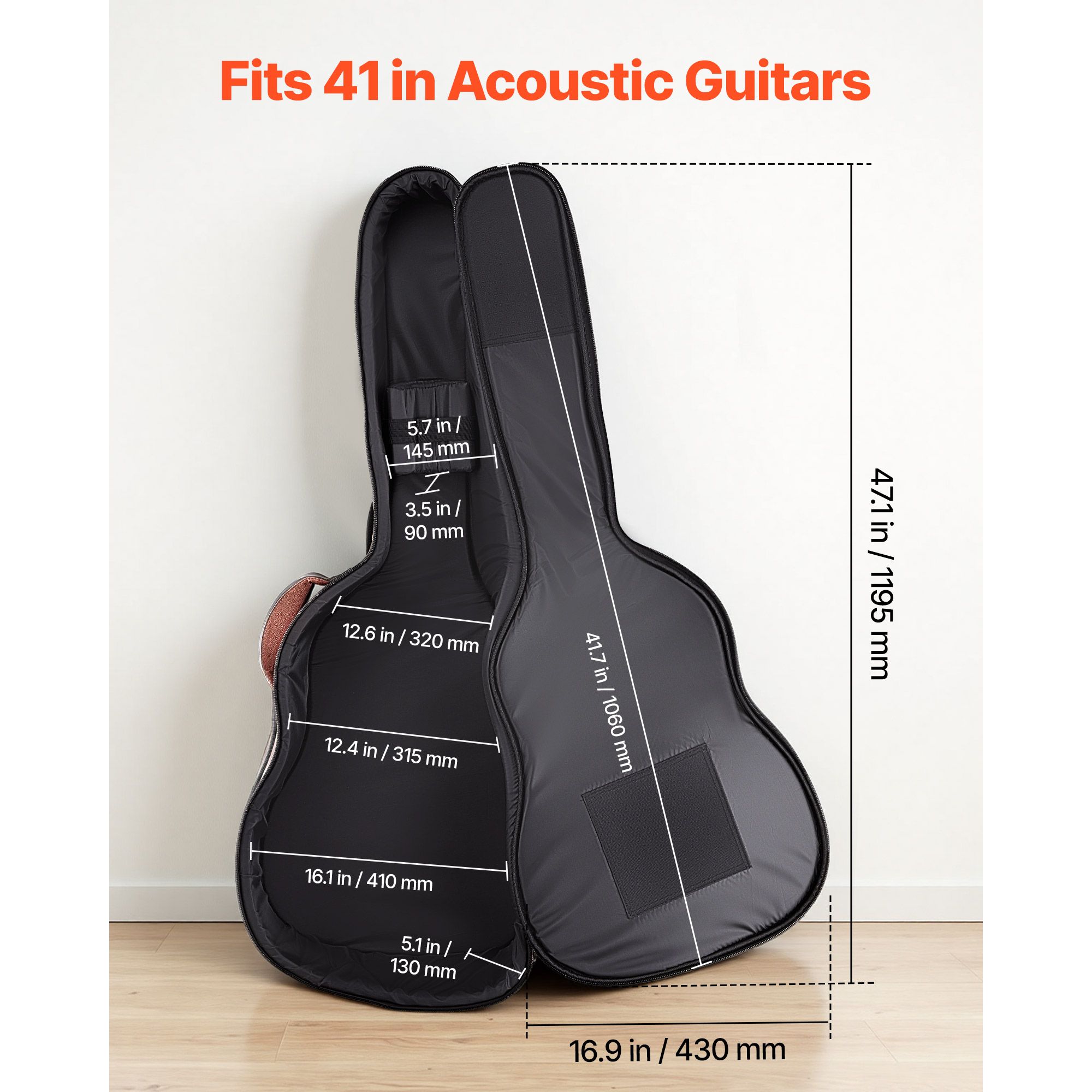 アコースティックギターハードケース、47.1インチ、ハードシ - Guitar Strap Padded のレビューと価格