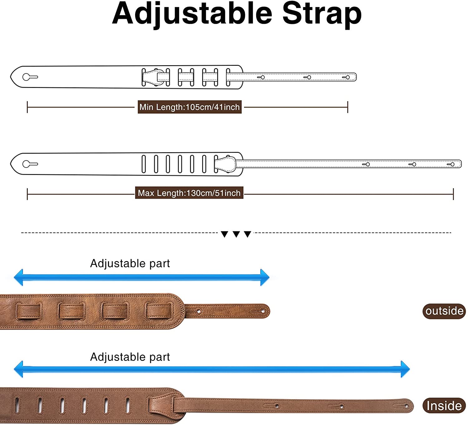 Lekato ベースギターストラップ レザー 厚みのあるフォ - Guitar Strap Padded のレビューと価格